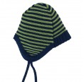 Navy/Apple Striped Baby Cap Organic Merino Wool » Reiff