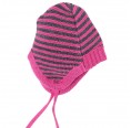 Pink/Stone Striped Baby Cap Organic Merino Wool » Reiff