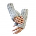 Black fingerless gloves for women & men, grey  AlpacaOne