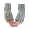 Grey fingerless gloves for women & men, black | AlpacaOne