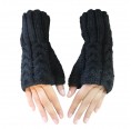 Black fingerless gloves for women & men, black | AlpacaOne