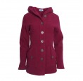 Women Eco Hooded Fleece Jacket Berry - Merino Wool | Reiff