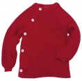 Baby Wrap-around Cardigan, burgundy, Organic Wool | Reiff