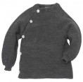 Baby Wrap-around Cardigan, stone grey, Organic Wool | Reiff
