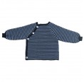 Baby Pullover with Button Tape navy/light blue- Organic Wool | Reiff