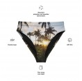 Palms Print recycled high-waisted Bikini Bottoms with UV-protection » earlyfish