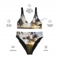 Palms Print recycled high-waisted Bikini with UV-protection » earlyfish