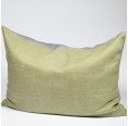 Reversible Throw Cushion Organic Linen Denim Green-Blue & Wool Filling » nahtur-design