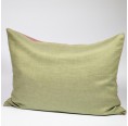 Reversible Throw Cushion Organic Linen Denim Rose-Green & Wool Filling » nahtur-design