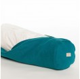 Linen Neck Roll Pillow with Organic Wool Beads Fill – Teal