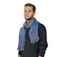 AlpacaOne men's scarf Witney 100% Baby Alpaka grey-blue