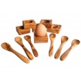 Olive Wood Egg Holder "Troué" & Egg Spoons 6 pcs. | Olivenholz erleben