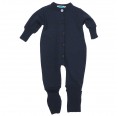 Eco Jumpsuit / Sleepsuit Terrycloth Navy - Organic Wool/Silk | Reiff