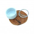D.O.M. Eco Eggcup LA SPECIA porcelain, stainless steel & olive wood