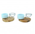 D.O.M. eggcups LA SPECIA olive wood & porcelain 2 pieces