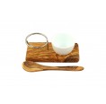 Design Plus egg holder, olive wood & porcealin bowl & egg spoon | D.O.M.