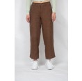 Crop Wide Leg Linen Trousers brown by bloomers