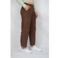 Ankle-length Wide Leg Linen Trouser Brown, profile | bloomers