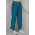 Ankle-length Wide Leg Linen Trouser Turquoise, profile | bloomers