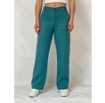 Teal Straight Leg Linen Trousers for Women » bloomers