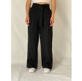 Straight Fit Paperbag linen pants, black, by bloomers
