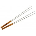 Olive Wood Handle Stainless Steel Double Prong Skewers | D.O.M.