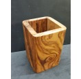 Handmade Olive Wood Utensil Holder 12 cm square » D.O.M.
