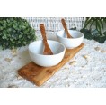 Dipping Bowls Set CLASSIC, olive wood tray incl. 2 spoons