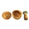 3-part Olive Wood Shaving Kit & shaving bowl & brush | D.O.M.