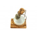 DESIGN Olive Wood Shave Set with Badger Hair Shaving Brush & Porcelain Bowl