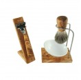 Eco-friendly Shaving Set Olive Wood & Porcelain plus Wet Razor & Holder » D.O.M.