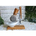 Olive wood shaving set with badger hair brush & wet razor » D.O.M.