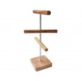 Small jewellery stand of olive wood & stainless steel bars