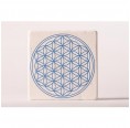 Flower of Life Throat Chakra light blue Travertine Coasters » Living Designs
