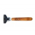 Wet Shaving Razor Olive Wood Handle Makalu & M3-Blade | D.O.M.