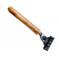 Wet Shaving Razor Olive Wood Handle Watzmann & M3 Blade | D.O.M.