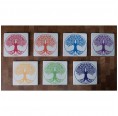 Living Designs - Set of 7 Travertine Coasters with Tree of Live in Chakra Colours