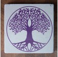 Living Designs - Durable individual Tree of Life Travertine Coaster – Violet
