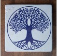Living Designs - Durable individual Tree of Life Travertine Coaster – Dark Blue