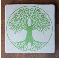 Living Designs - Durable individual Tree of Life Travertine Coaster – Green