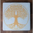 Living Designs - Durable individual Tree of Life Travertine Coaster – Yellow
