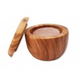 Olive wood shaving soap dish with lid | D.O.M.