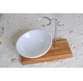  D.O.M. Olive wood holder CLASSICPLUS & bevelled porcelain shaving bowl