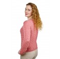 AlpacaOne Women Sweater V-Neck, figure-hugging, dark pink