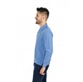 Men's Polo-Shirt longsleeved, azure blue, 100% Baby Alpaca | AlpacaOne