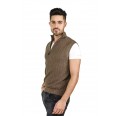 Brown Sweater Vest with Zipper for men | AlpacaOne