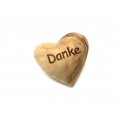 Engraved Solid Olive Wood Heart inspiring Stroke - Danke » D.O.M.