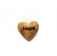 Engraved Solid Olive Wood Heart with inspiring Stroke – Hope