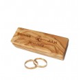 Olive wood wedding ring bearer box with personalised engraving » D.O.M.