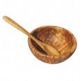 D.O.M. Olive Wood Appetizer Bowl Ø 14 cm & customised wooden spoon